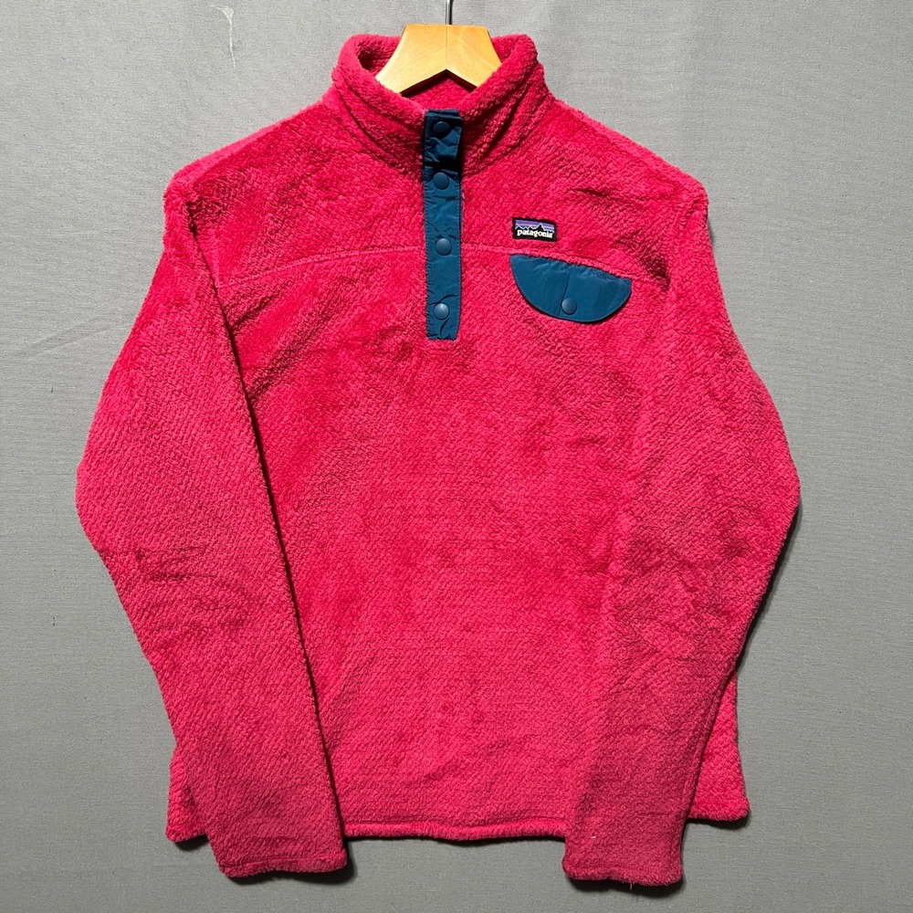 Patagonia Re-Tool Snap-T Fleece Pullover Pink Teal Mens Large 25442